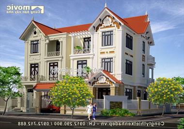 Mẫu biệt thự tân cổ điển 3 tầng mái thái sang trọng (MB1518)
