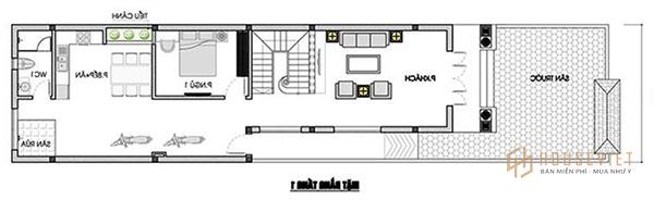 Bản vẽ thiết kế nhà ống 2 tầng 3 phòng ngủ 80m2