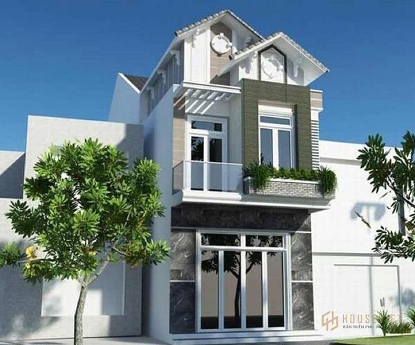 Phối cảnh mẫu nhà 2 tầng mái Thái với những đường nét mạch lạc, dứt khoát.
