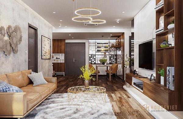 Mẫu thiết kế nhà ống 2 tầng 3 phòng ngủ 80m2 có phòng khách hiện đại