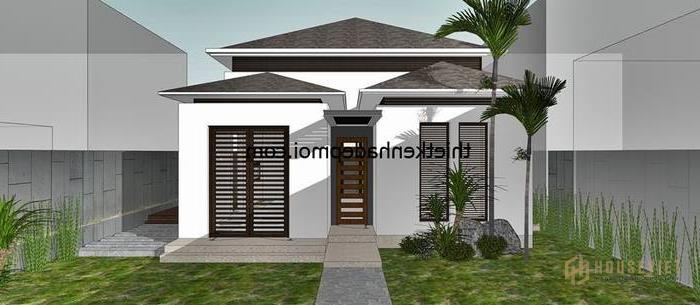 Bản vẽ nhà cấp 4 mái thái 3 phòng ngủ kiểu Song Lập sân vườn nhà chị Liên