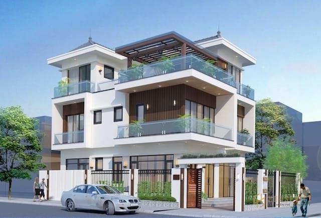 Mẫu thiết kế biệt thự 3 tầng 2 mặt tiền 