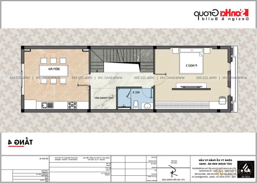 Tầng 4 mẫu thiết kế nhà ống tân cổ điển kết hợp kinh doanh diện tích 81m2 đẹp 