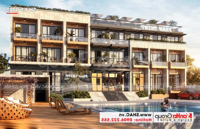 Mô hình khách sạn 3 sao hiện đại tại Bình Thuận KS 0085