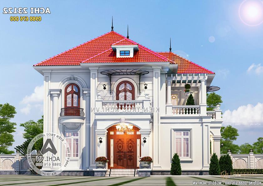 Không gian ngoại thất mặt tiền mẫu biệt thự 2 tầng tân cổ điển đẹp tại Bình Phước - Mã số: ACHI 23222 Không gian ngoại thất mặt tiền mẫu biệt thự 2 tầng tân cổ điển đẹp tại Bình Phước - Mã số: ACHI 23222