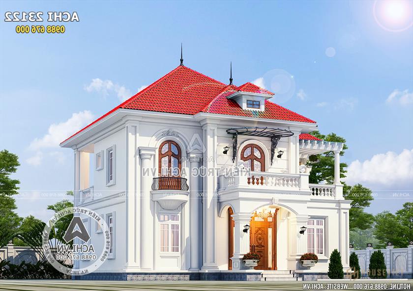 Toàn cảnh mẫu biệt thự tân cổ điển 2 tầng mái ngói đỏ đẹp Toàn cảnh mẫu biệt thự tân cổ điển 2 tầng mái ngói đỏ đẹp