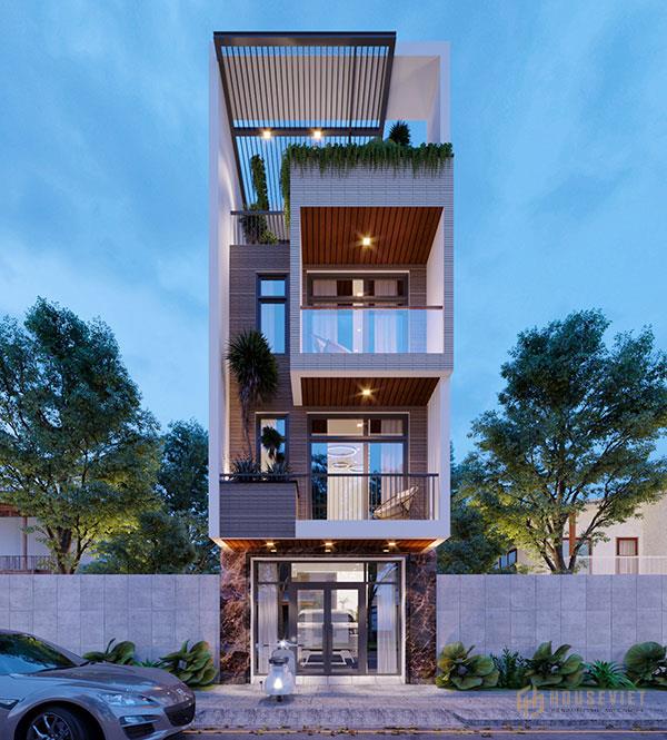 Mẫu thiết kế nhà 3 tầng 1 tum cần có sự thông thoáng và rộng mở bằng cách sử dụng tường.