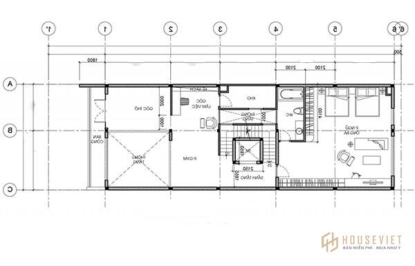 Kiến trúc tầng 3 bố trí đơn giản đi kèm công năng hiệu quả