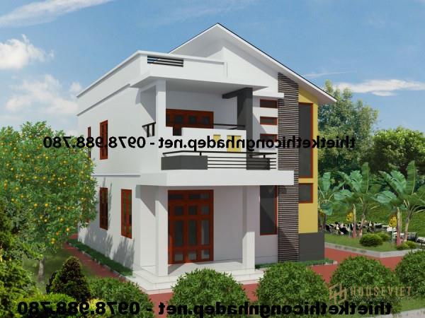 Mẫu nhà 2 tầng 8x10m.  mái nghiêng