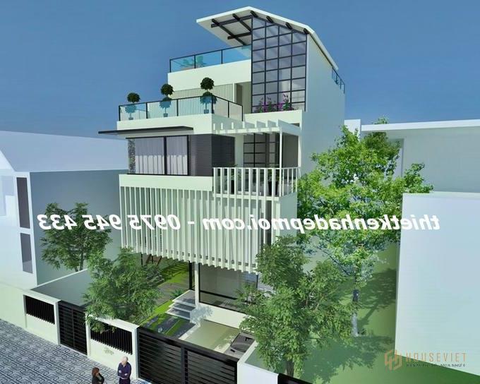 Hình ảnh nhà phố 4 tầng nhìn từ góc nghiêng