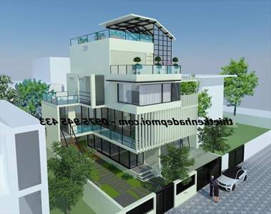 Mẫu nhà biệt thự hiện đại 3 4 tầng khung kính kiến trúc nhiệt đới