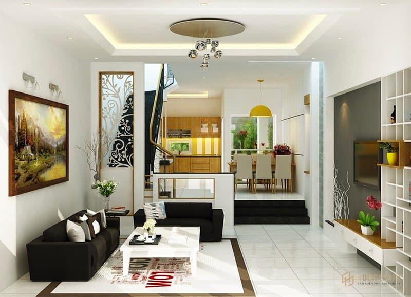 Thiết kế nội thất phòng khách nhà phố sang trọng và tiện nghi