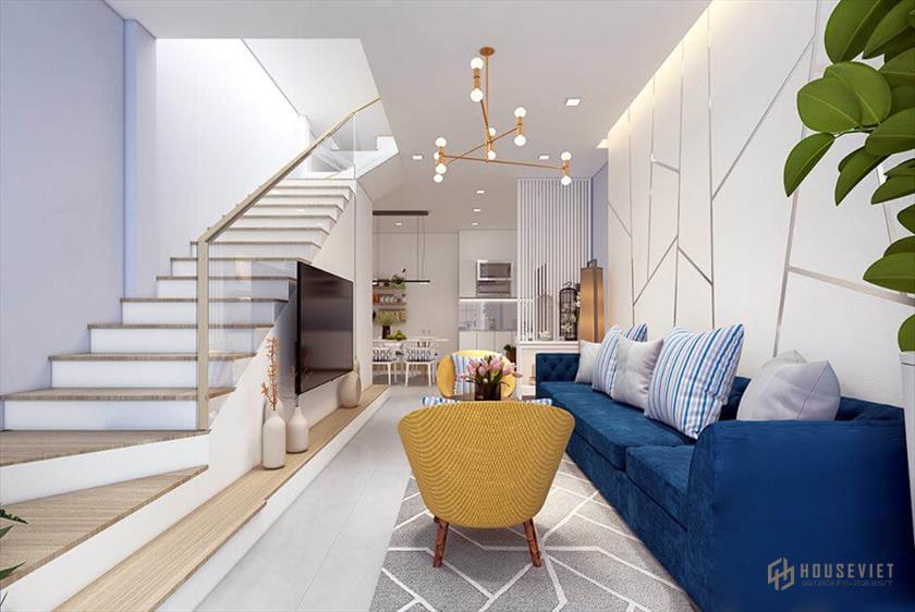 ghế sofa màu xanh coban nổi bật