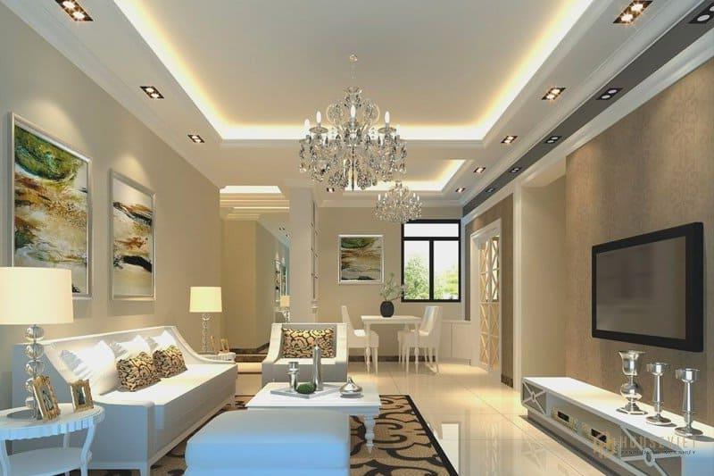 Mẫu trần thạch cao đẹp sẽ giúp không gian phòng khách trông thật tinh tế và cuốn hút