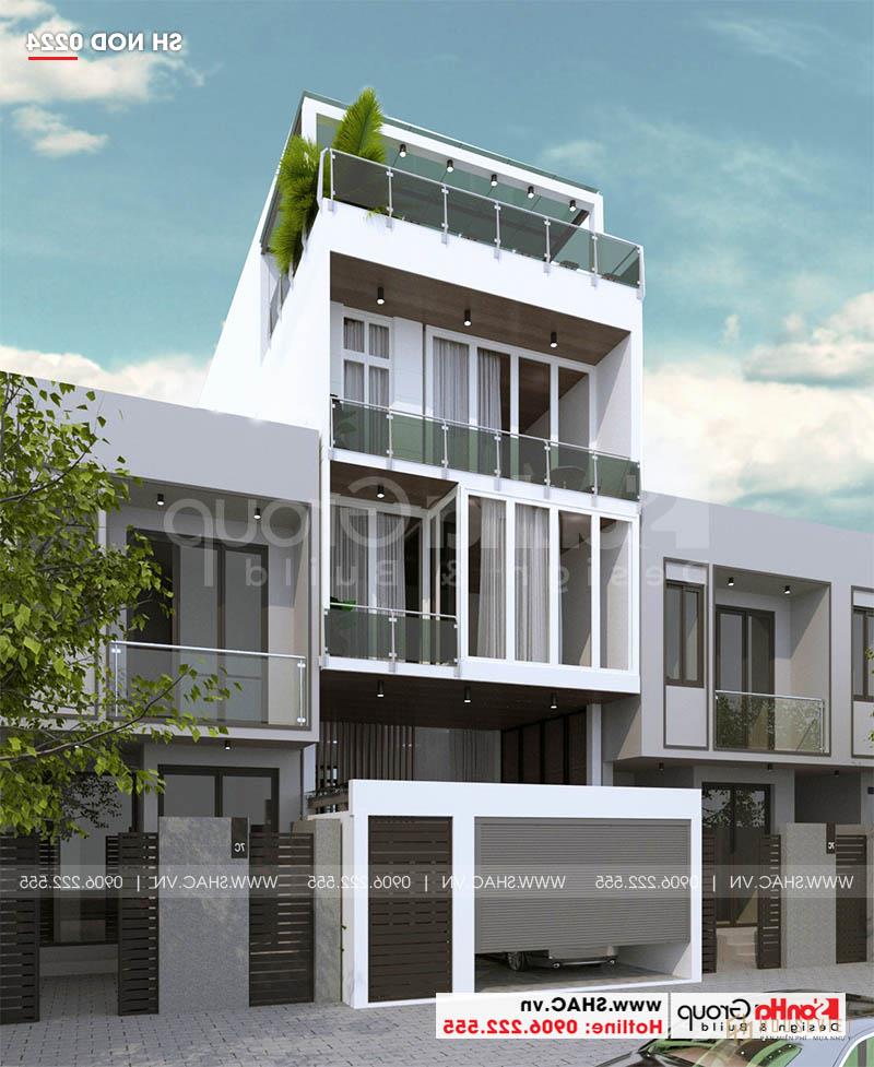 Thiết kế nhà ống hiện đại 1 trệt 2 lầu kết hợp văn phòng tại Tp Hồ Chí Minh – SH NOD 0224 52 Mẫu nhà ống đẹp 3 tầng hiện đại với công năng bố trí tối ưu