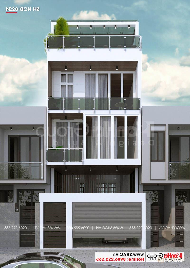 Thiết kế nhà ống hiện đại 1 trệt 2 lầu kết hợp văn phòng tại Tp Hồ Chí Minh – SH NOD 0224 53 Thiết kế nhà ống 3 tầng hiện đại đẹp với các đường nét tạo hình tinh tế