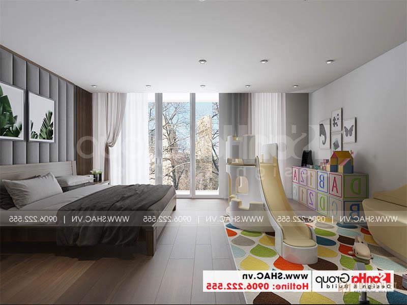 Thiết kế nhà ống hiện đại 1 trệt 2 lầu kết hợp văn phòng tại Tp Hồ Chí Minh – SH NOD 0224 64 Thiết kế phòng ngủ hiện đại sáng tạo với khu vui chơi cho trẻ