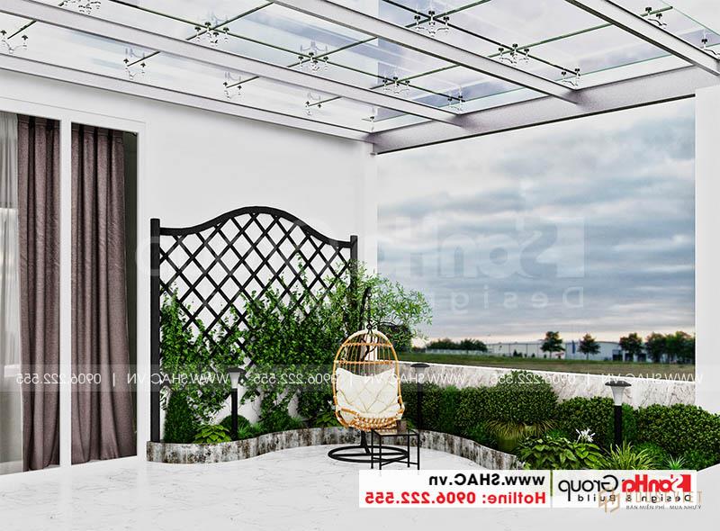 Thiết kế nhà ống hiện đại 1 trệt 2 lầu kết hợp văn phòng tại Tp Hồ Chí Minh – SH NOD 0224 74 Tiểu cảnh sân vườn thiết kế thoáng đãng trên tầng thượng ngôi nhà