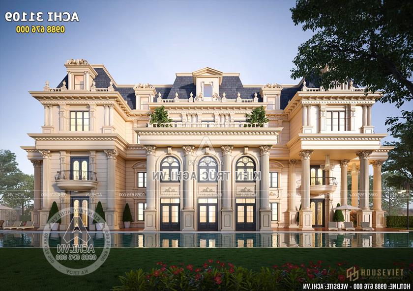 Vẻ đẹp đồ sộ, choáng ngợp của không gian ngoại thất mẫu biệt thự cao cấp Châu Âu