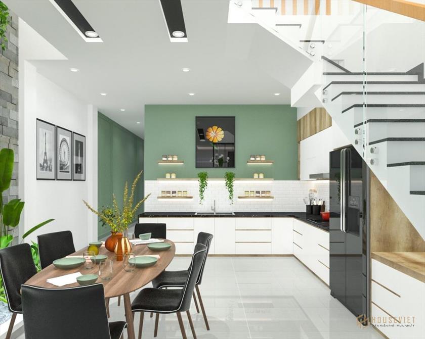 Không gian bếp cũng mang vẻ đẹp hiện đại nhưng ấm cúng