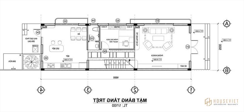 Nhà 2 tầng 3 phòng ngủ mẫu 5x16m