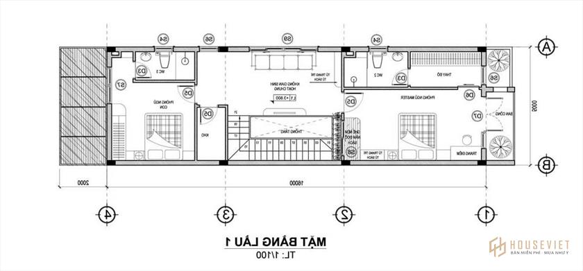 Nhà 2 tầng 3 phòng ngủ mẫu 5x16m