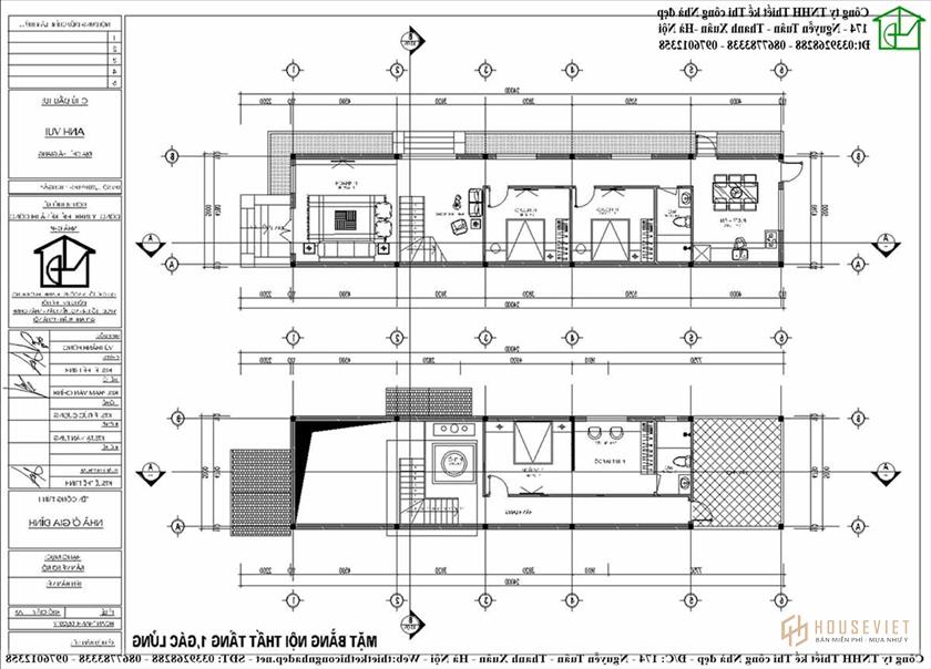 Mặt bằng tầng 1 và tầng lửng đầy đủ công năng