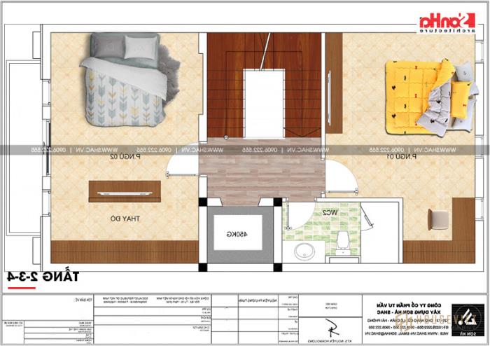 Công năng các tầng 2, 3, 4 của mẫu nhà ống kiến ​​trúc tân cổ điển Pháp 5 tầng tại Hải Phòng 