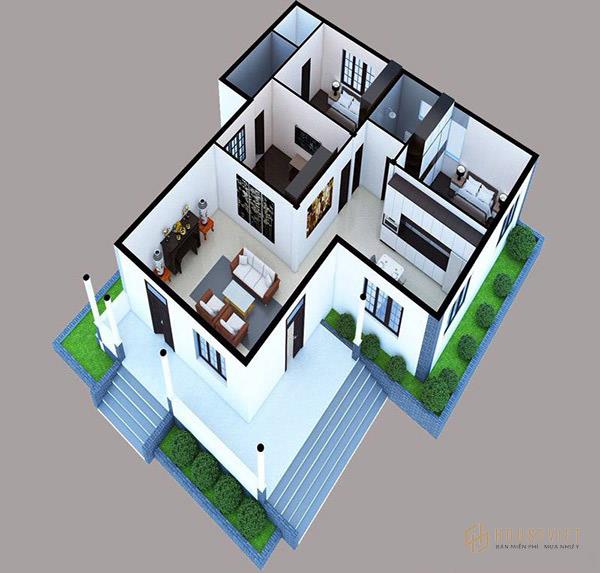 Bản vẽ thẻ mẫu nhà cấp 4 120m2 3 phòng ngủ 1 phòng thờ có thể áp dụng linh hoạt