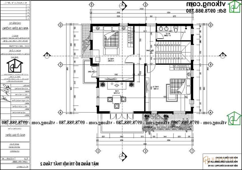 Công năng sử dụng tầng 2 của BT2T70.  người mẫu