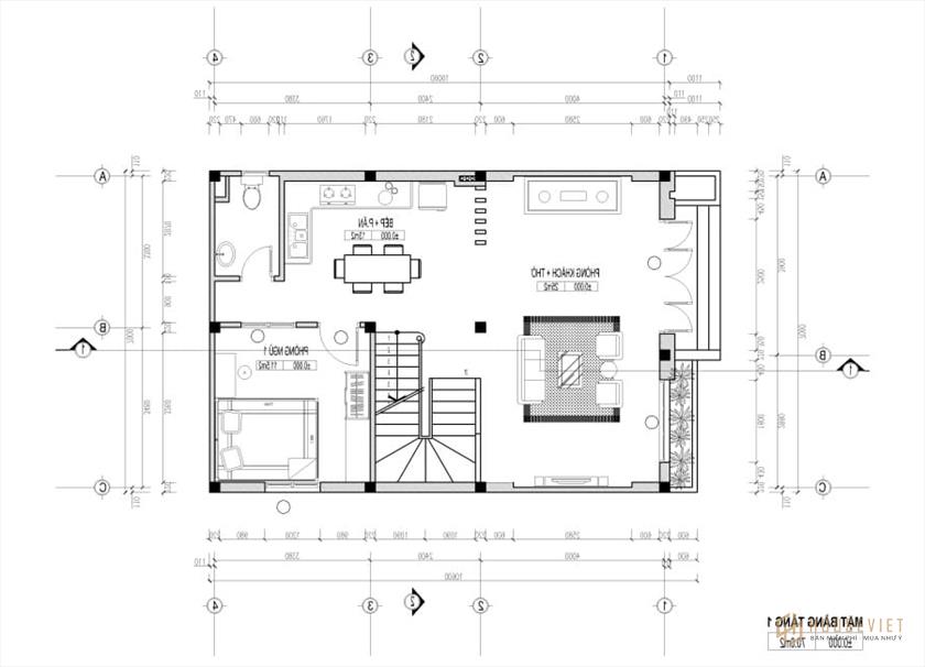 Mẫu nhà 2 tầng mái bằng 7x10m