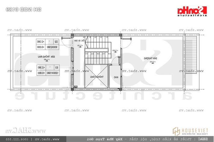 Bản vẽ mặt bằng công năng sàn mái sh gật 0139