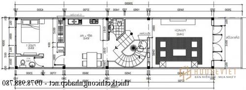 Mặt bằng tầng 1 nhà phố 2 tầng 4,5x20m