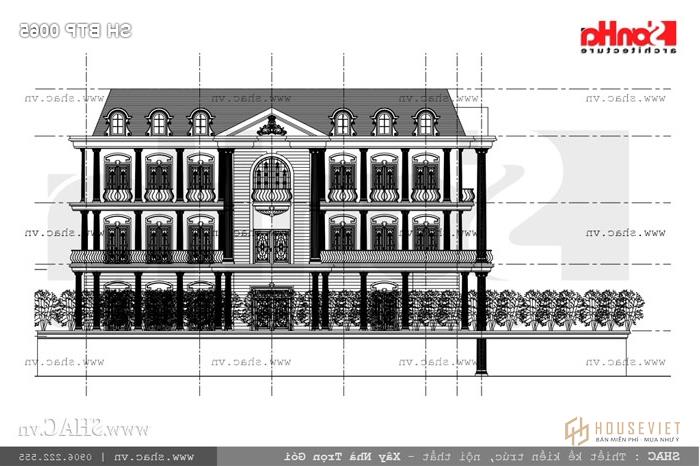 Bản vẽ mặt tiền biệt thự sh btp 0065