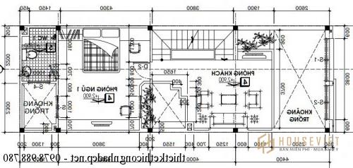 Mặt bằng tầng lửng của nhà phố 5x15m