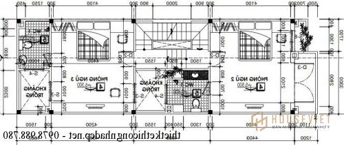 Mặt bằng tầng 2 nhà phố 5x15m