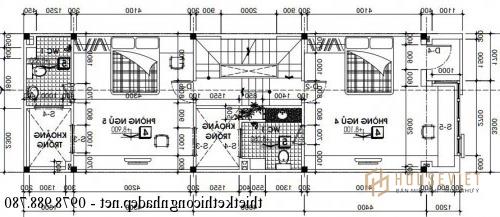 Mặt bằng tầng 3 nhà phố 5x15m