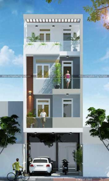 Mẫu nhà phố 4 tầng diện tích 5 × 16 nhiều phương án