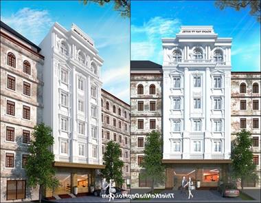 Mẫu khách sạn 3 sao 6 tầng kiến ​​trúc cổ điển Hoàng Văn Vỹ Bình Dương