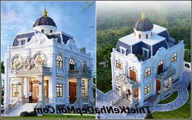Mẫu thiết kế biệt thự 2 tầng 10x15m cổ điển kiểu lâu đài châu âu đẹp