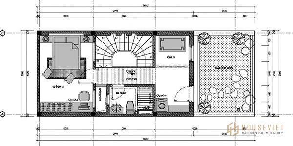 Mẫu nhà 3 tầng hiện đại có tầng áp mái dùng để trông cây xanh và khu thư giãn