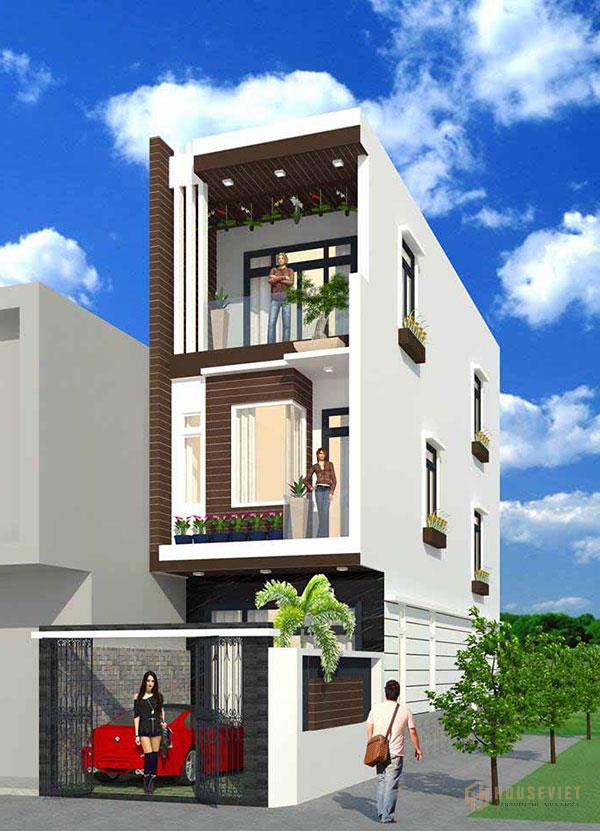 Mẫu thiết kế nhà 3 tầng 5x10m có gara được bố trí tinh tế và khoa học.