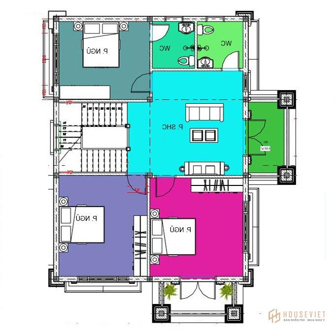 Mẫu biệt thự 2 tầng tân cổ điển mái thái