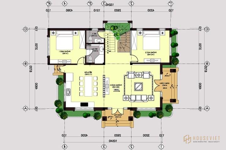 Mẫu biệt thự 2 tầng tân cổ điển mái thái