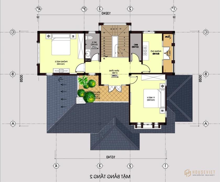 Mẫu biệt thự 2 tầng tân cổ điển mái thái