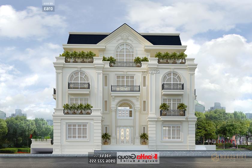 Thiết kế sáng tạo của biệt thự tân cổ điển 4 tầng tại Sài Gòn – SH BTP 0163 1 Biệt thự tân cổ điển 4 tầng rộng 250m2
