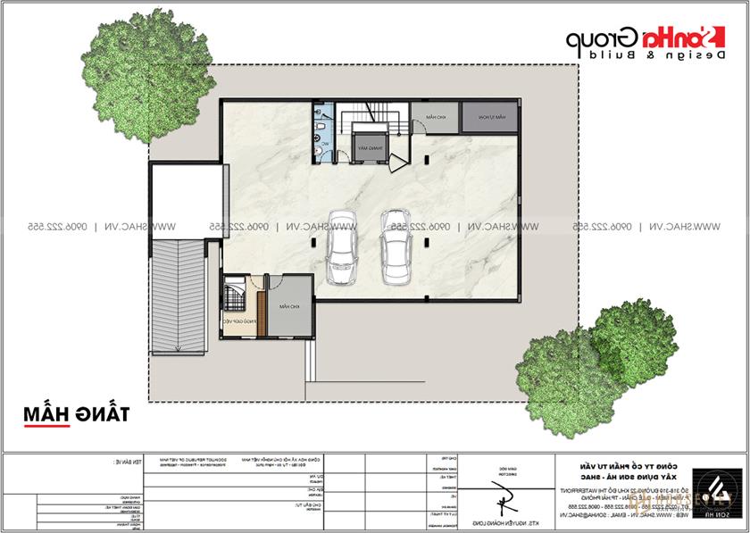 Thiết kế sáng tạo của biệt thự tân cổ điển 4 tầng tại Sài Gòn – SH BTP 0163 11 Bản vẽ công năng sử dụng tầng hầm biệt thự tân cổ điển tại Sài Gòn