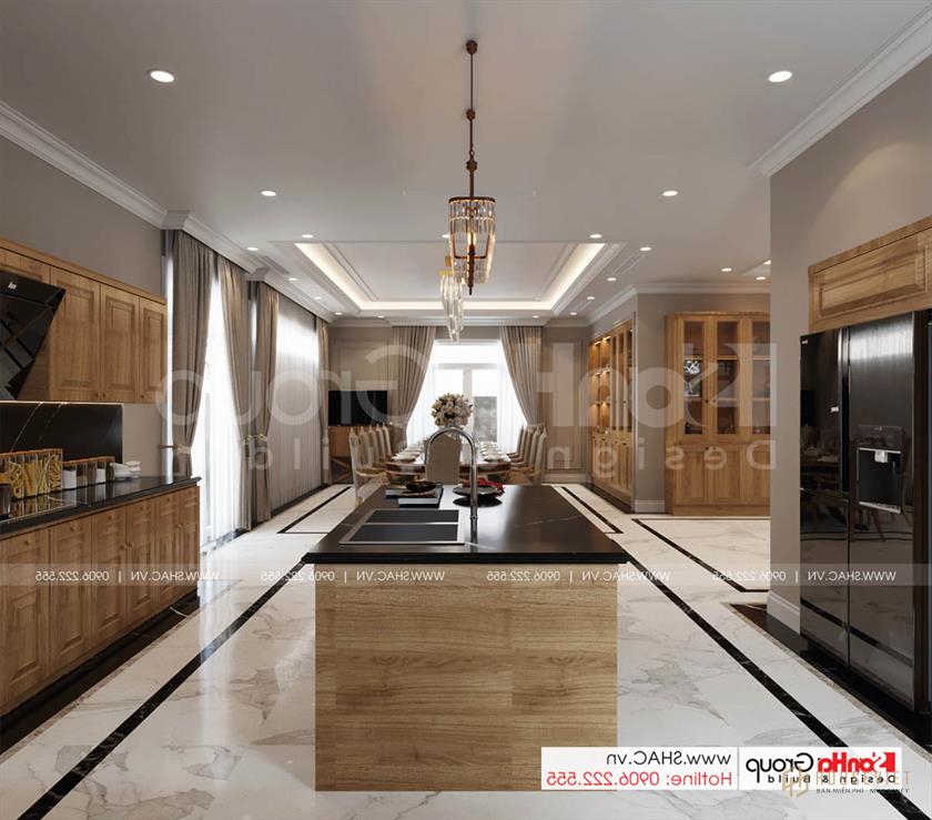 Thiết kế sáng tạo của biệt thự tân cổ điển 4 tầng tại Sài Gòn – SH BTP 0163 28 Không gian bếp trong biệt thự SH BTP 0163