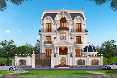 Mẫu thiết kế biệt thự 3 tầng tân cổ điển có tầng hầm (TGĐ: Anh Phú - Bình Định) BT32430