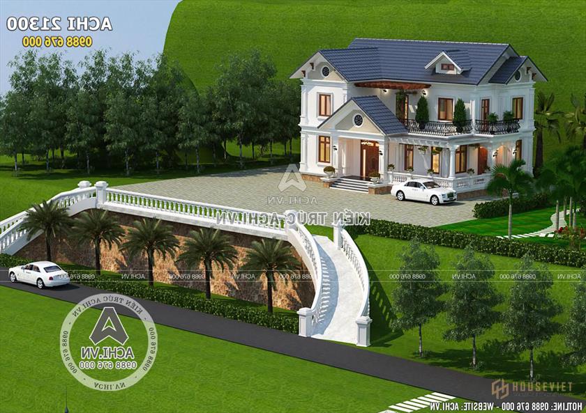 Mẫu thiết kế biệt thự 2 tầng mái thái đẹp 150m2 - Mã số: ACHI 21300